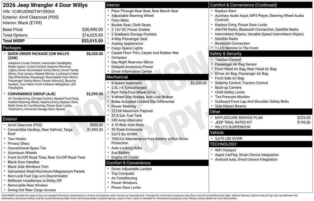 new 2026 Jeep Wrangler car, priced at $49,024