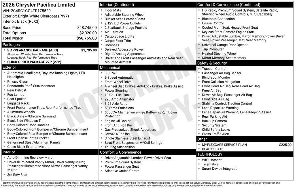 new 2026 Chrysler Pacifica car, priced at $46,930