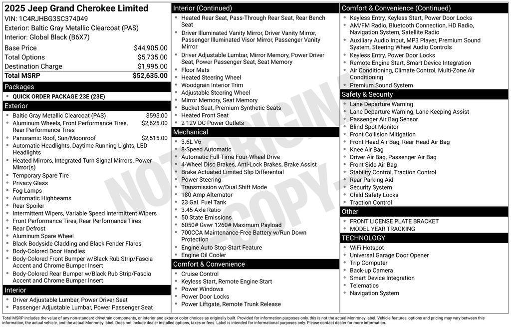 new 2025 Jeep Grand Cherokee car, priced at $50,385