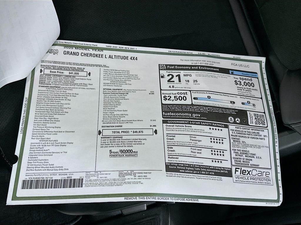 new 2025 Jeep Grand Cherokee L car, priced at $46,463