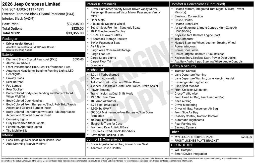 new 2026 Jeep Compass car, priced at $33,073
