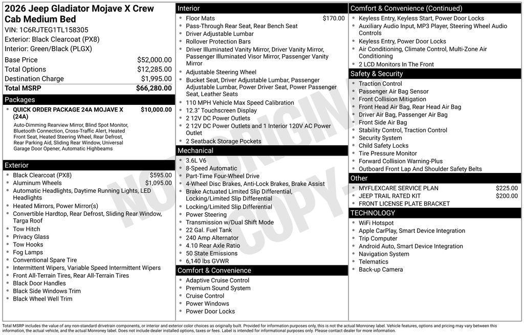 new 2026 Jeep Gladiator car, priced at $60,779
