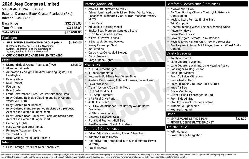 new 2026 Jeep Compass car, priced at $38,625
