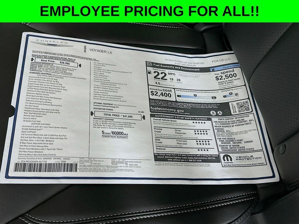new 2025 Chrysler Voyager car, priced at $38,606