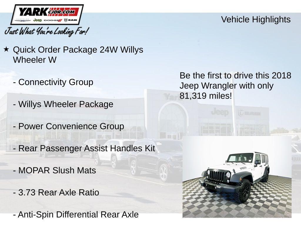 used 2018 Jeep Wrangler JK Unlimited car, priced at $20,998