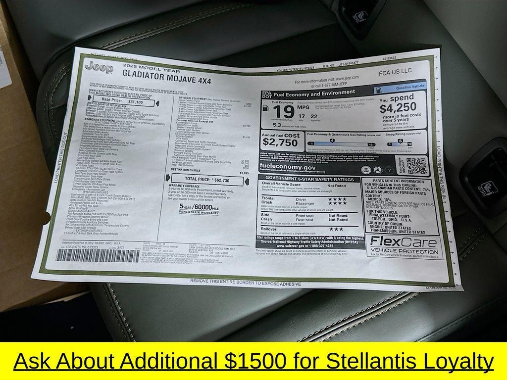 new 2025 Jeep Gladiator car, priced at $49,979