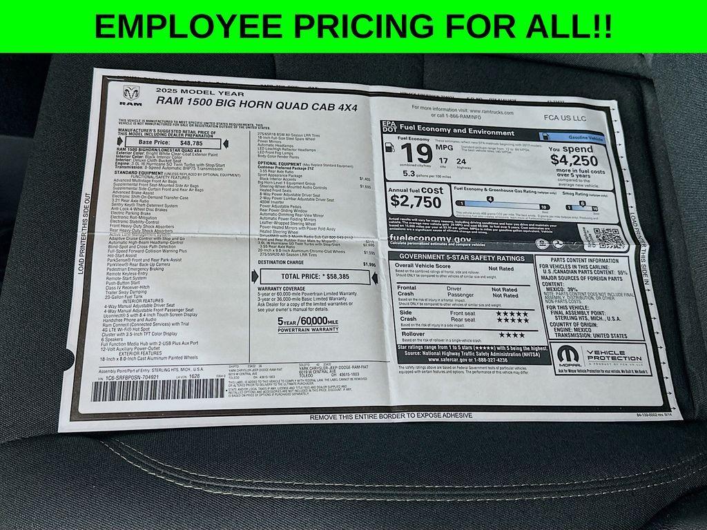 new 2025 Ram 1500 car, priced at $49,836