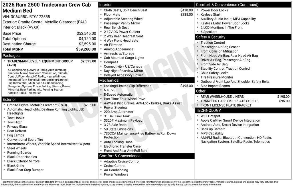 new 2026 Ram 2500 car, priced at $53,684
