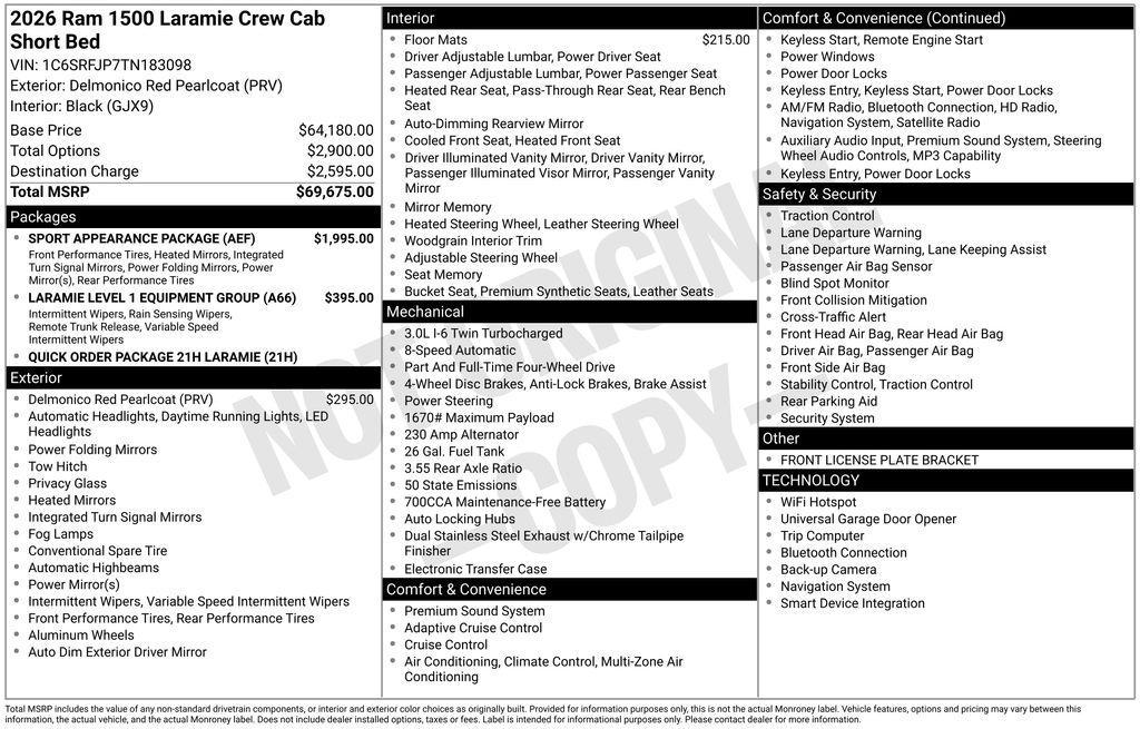 new 2026 Ram 1500 car, priced at $57,423