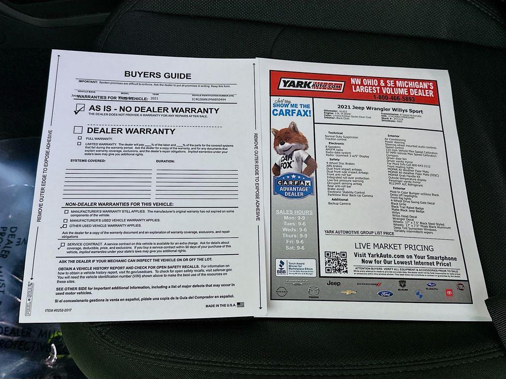 used 2021 Jeep Wrangler car, priced at $24,833