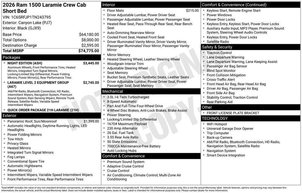 new 2026 Ram 1500 car, priced at $63,304