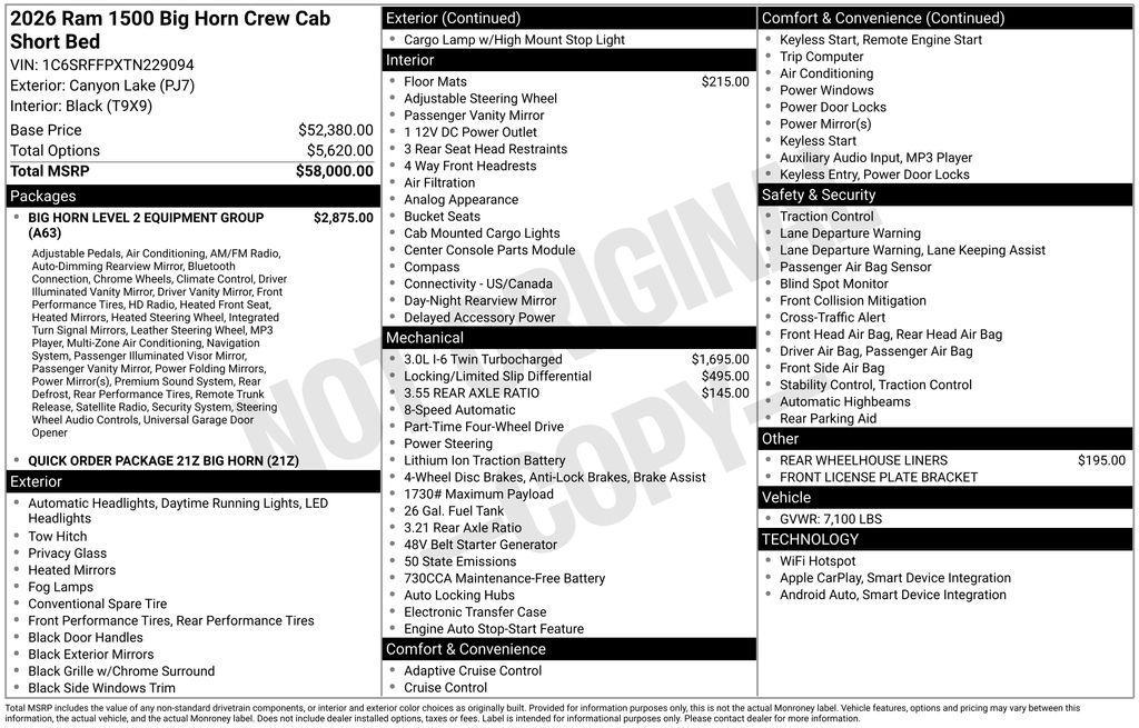 new 2026 Ram 1500 car, priced at $52,245