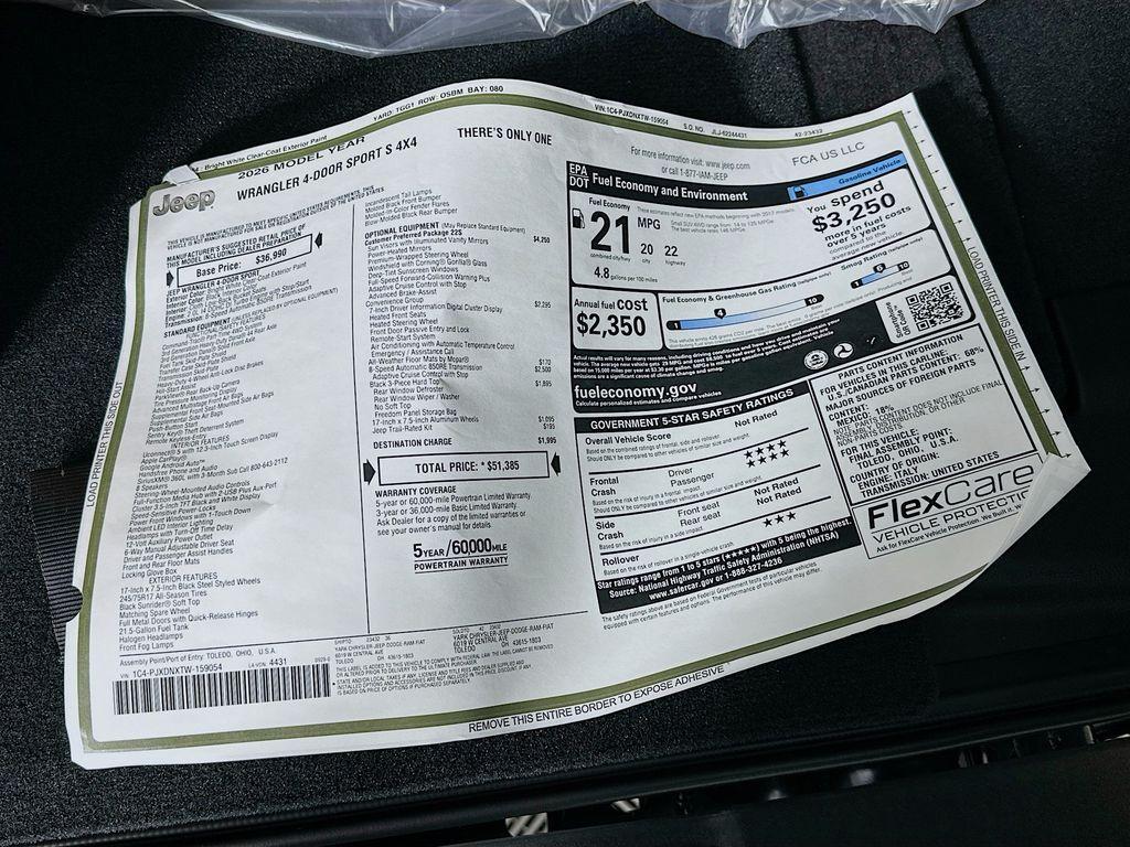 new 2026 Jeep Wrangler car, priced at $45,925