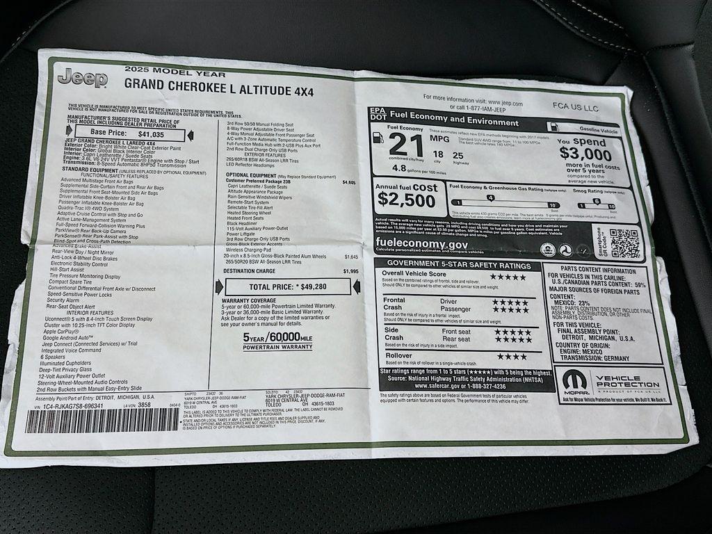 new 2025 Jeep Grand Cherokee L car, priced at $43,335