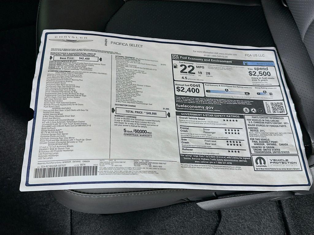 new 2025 Chrysler Pacifica car, priced at $45,567
