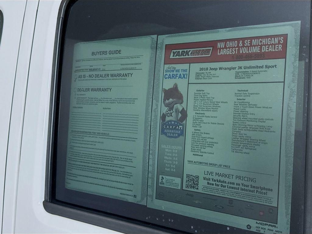 used 2018 Jeep Wrangler JK Unlimited car, priced at $18,599