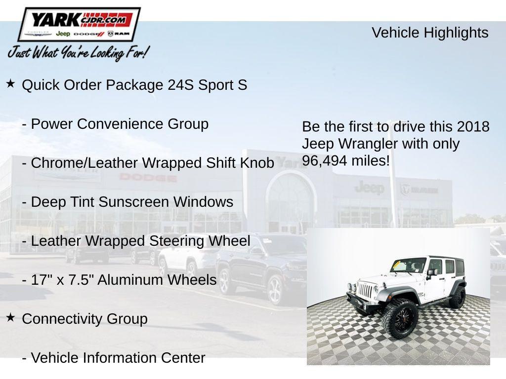 used 2018 Jeep Wrangler JK Unlimited car, priced at $18,599