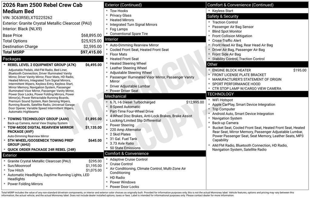 new 2026 Ram 2500 car, priced at $86,236
