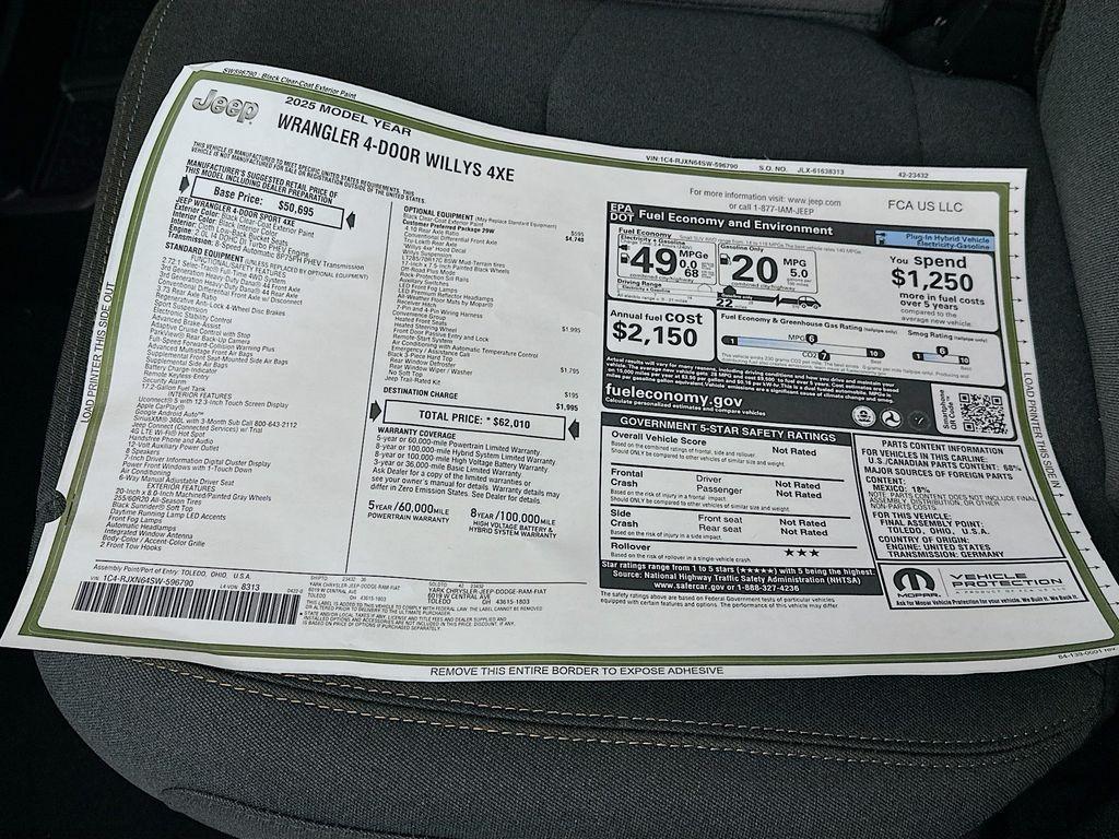 new 2025 Jeep Wrangler 4xe car, priced at $55,691