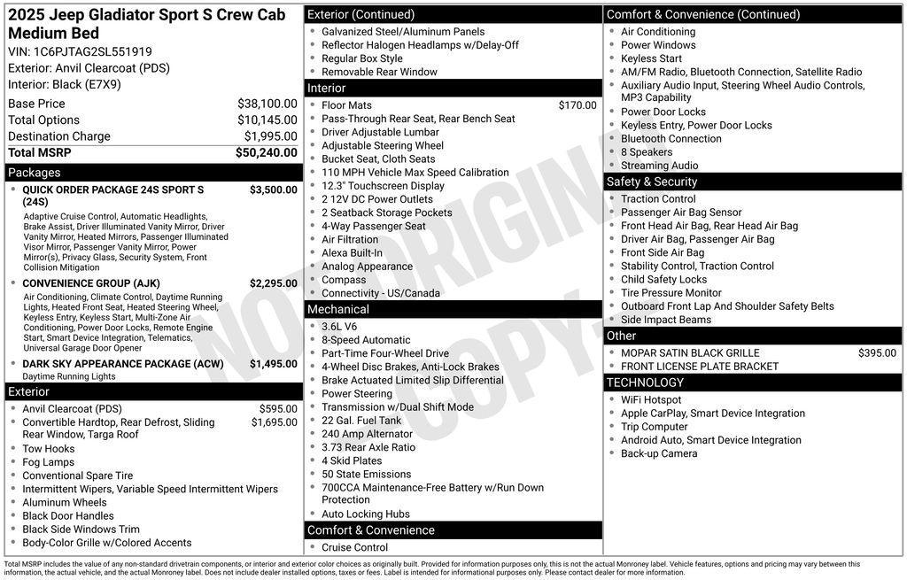 new 2025 Jeep Gladiator car, priced at $44,266