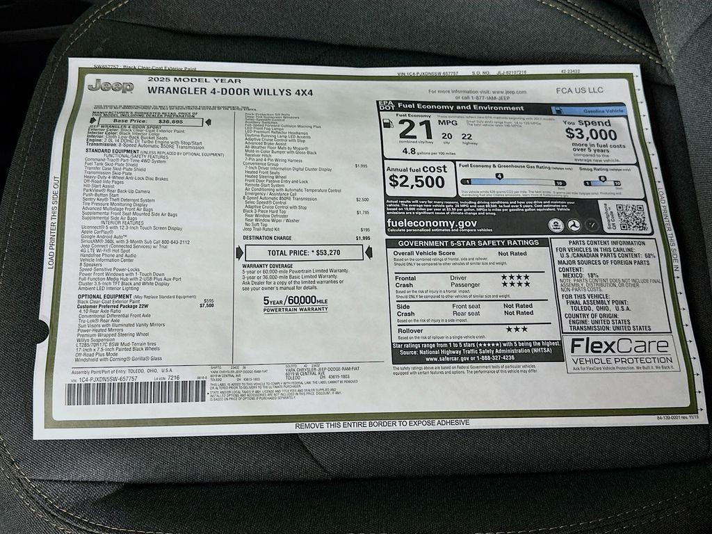 new 2025 Jeep Wrangler car, priced at $41,995