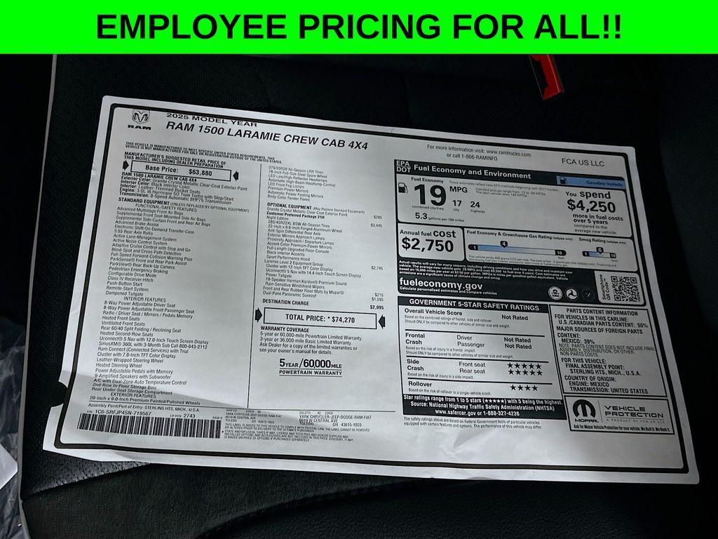 new 2025 Ram 1500 car, priced at $56,213