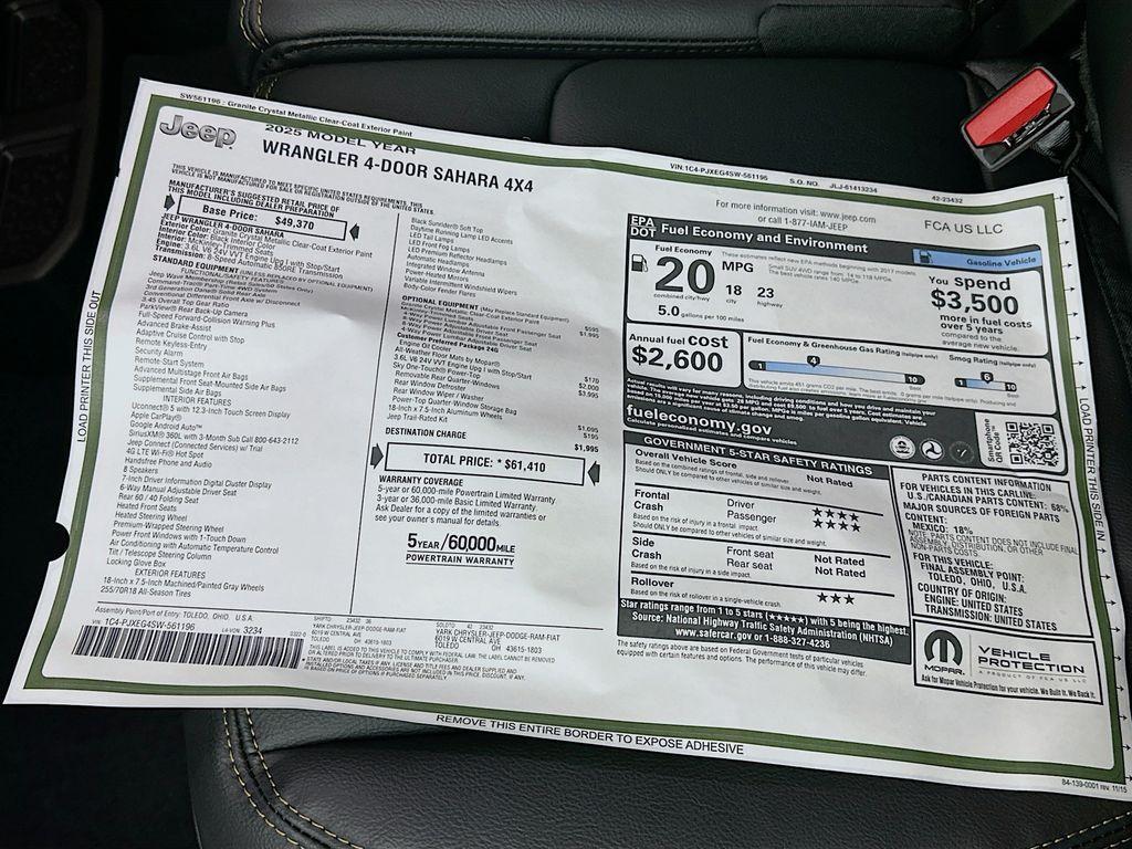 new 2025 Jeep Wrangler car, priced at $53,870