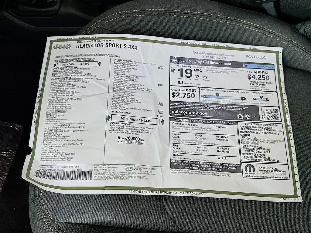 new 2025 Jeep Gladiator car, priced at $42,543