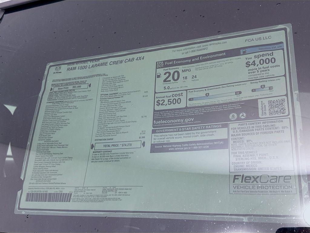 new 2026 Ram 1500 car, priced at $62,702
