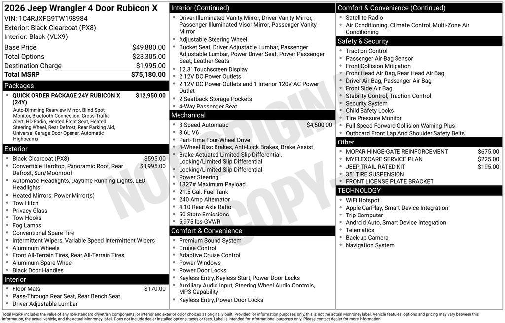 new 2026 Jeep Wrangler car, priced at $60,982