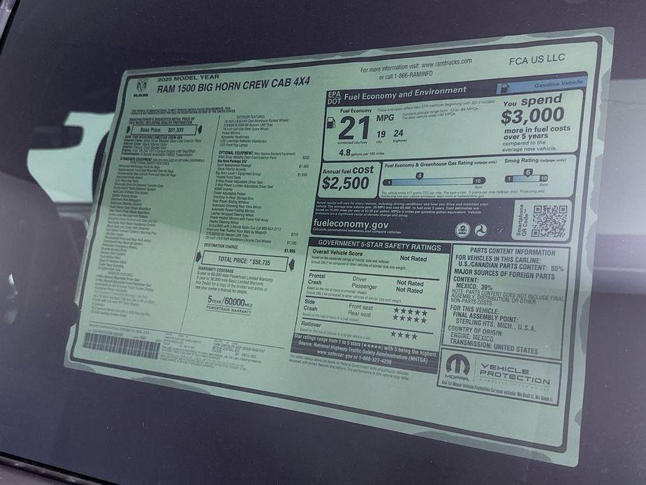 new 2025 Ram 1500 car, priced at $47,061