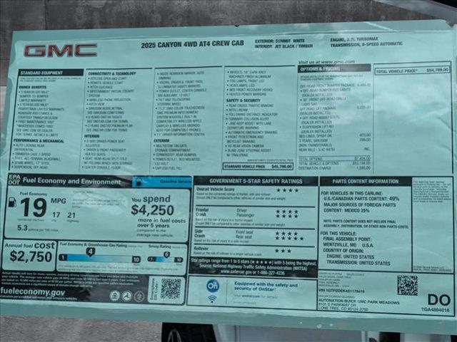 new 2025 GMC Canyon car, priced at $54,588