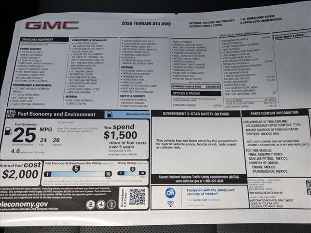 new 2026 GMC Terrain car, priced at $43,999