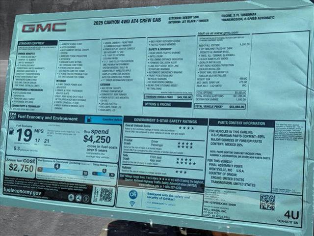 new 2025 GMC Canyon car, priced at $51,879