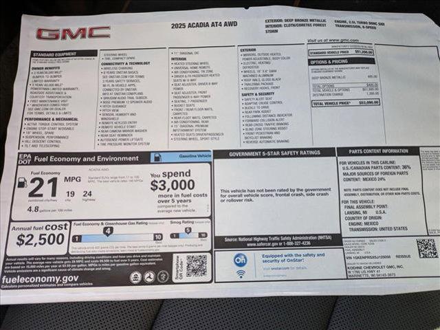 new 2025 GMC Acadia car, priced at $52,540