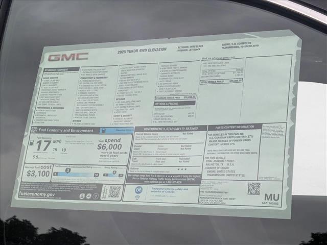 new 2025 GMC Yukon car, priced at $71,999