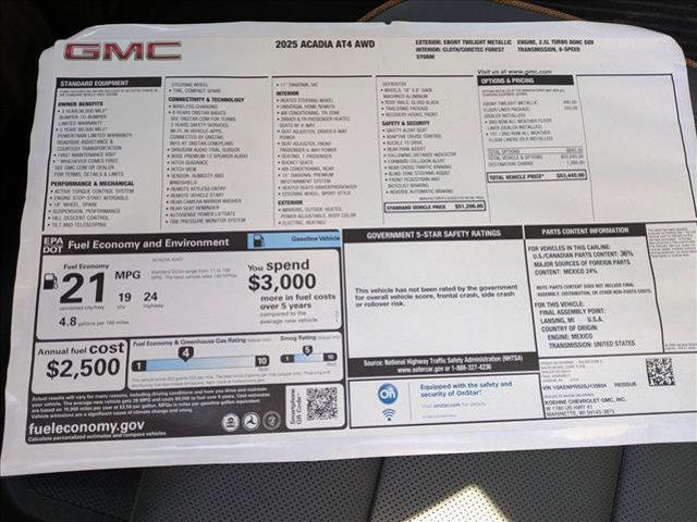 new 2025 GMC Acadia car, priced at $52,999