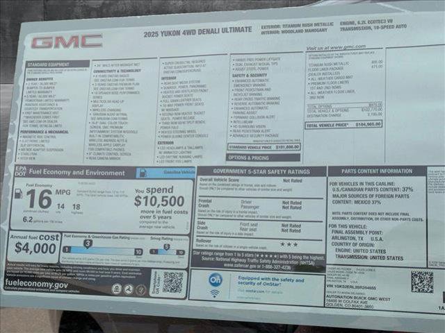new 2025 GMC Yukon car, priced at $104,714
