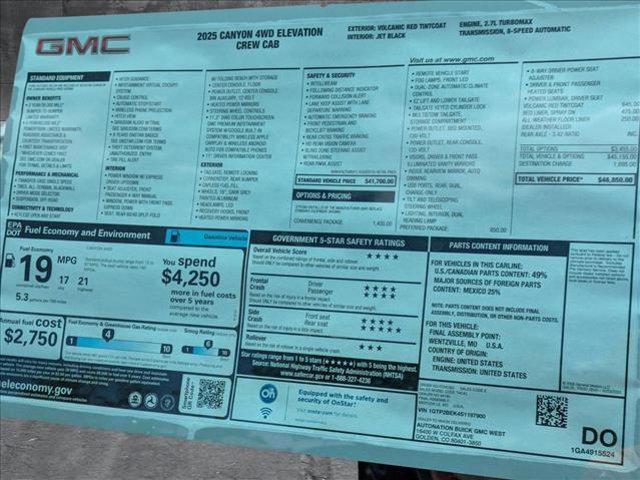 new 2025 GMC Canyon car, priced at $44,999