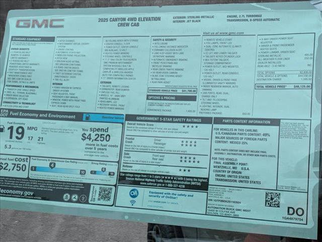 new 2025 GMC Canyon car, priced at $43,768