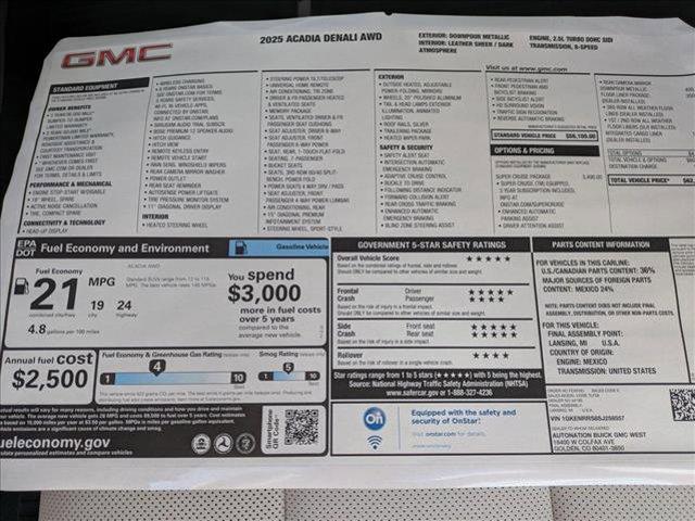 new 2025 GMC Acadia car, priced at $61,798