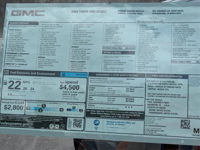 new 2025 GMC Yukon car, priced at $95,119