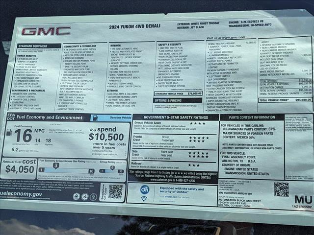 new 2024 GMC Yukon car, priced at $93,799