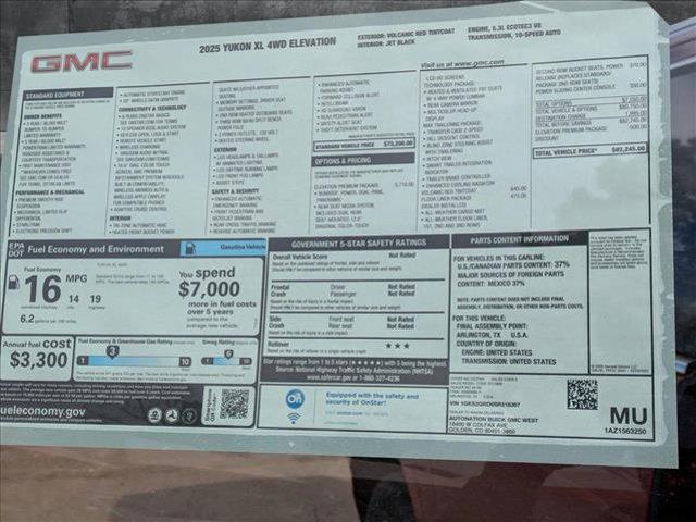 new 2025 GMC Yukon XL car, priced at $83,044