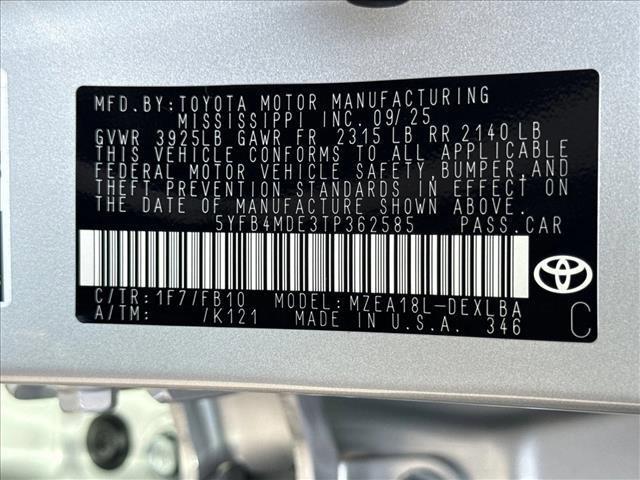 new 2026 Toyota Corolla car, priced at $26,309