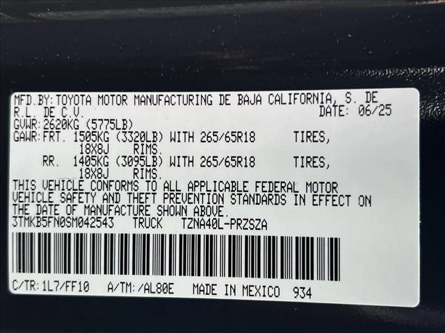 new 2025 Toyota Tacoma car, priced at $42,433