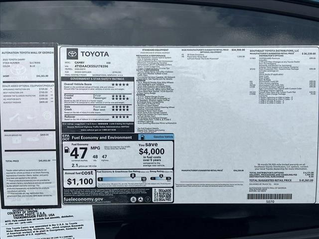 new 2025 Toyota Camry car, priced at $40,135