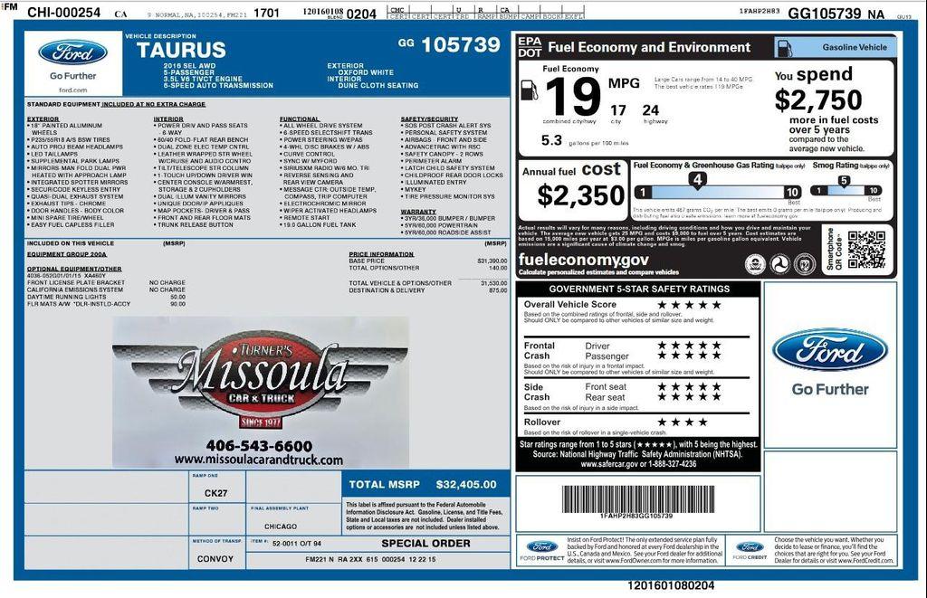 used 2016 Ford Taurus car, priced at $11,495