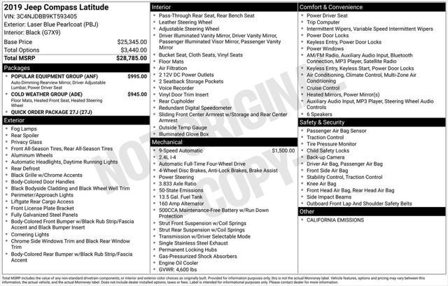 used 2019 Jeep Compass car, priced at $18,536
