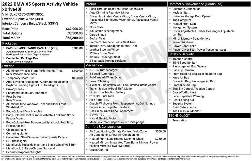 used 2022 BMW X5 car, priced at $40,688
